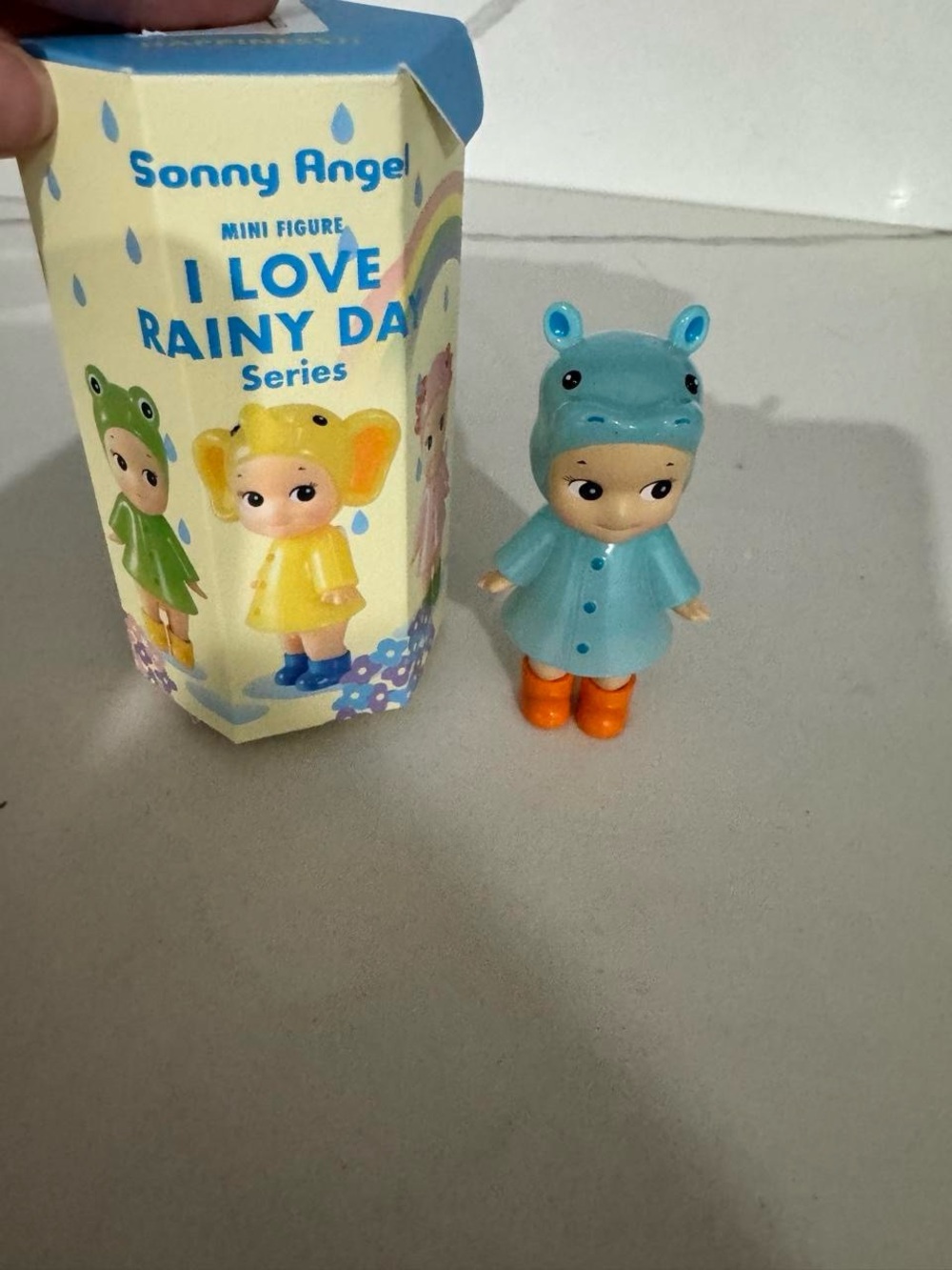 Sonny Angel I love Rainy Day - Blue Hippo with Orange Boots